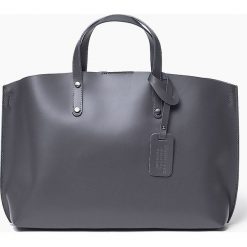 Shopper bag damskie: Włoska Torebka Shopper Skórzana szara BLANCA