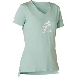 Koszulka krótki rękaw Gym & Pilates 510 damska. Zielone t-shirty damskie NYAMBA, xl, bez wzorów, z elastanu, sportowe, bez kołnierzyka. Za 44,99 zł.