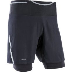 Spodenki do biegania w terenie męskie 2 w 1 Comfort. Czarne spodenki sportowe męskie EVADICT, xl, bez wzorów, z elastanu, do biegania. Za 99,99 zł.