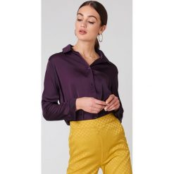 Koszule body: NA-KD Trend Satynowa koszula z długim rękawem – Purple