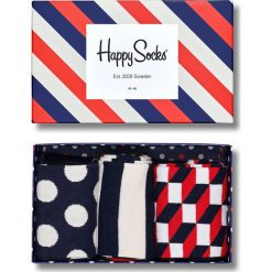 Happy Socks - Skarpety Gift Box (3-pak). Niebieskie skarpetki męskie Happy Socks, bez wzorów, z elastanu. W wyprzedaży za 89,90 zł.