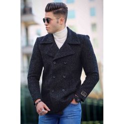 Płaszcz męski FELIX BLACK. Czarne płaszcze męskie Płaszcz męski FELIX BLACK, s, bez wzorów, bez kaptura. W wyprzedaży za 259,00 zł.