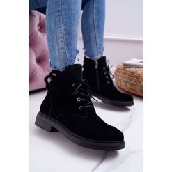 Damskie Botki Workery Big Star Skórzane Czarne EE274508. Czarne botki damskie ze skóry, klasyczne. Za 329,00 zł.