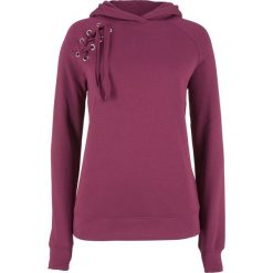 Bluza z kapturem i sznurowaniem bonprix jeżynowy. Fioletowe bluzy z kapturem damskie bonprix. Za 49,99 zł.