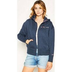 Bluza Tommy Jeans Essential Logo DW0DW07546. Niebieskie bluzy damskie Tommy Jeans, l, bez wzorów, z bawełny, bez rękawów, bez kaptura. Za 449,00 zł.
