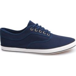Granatowe Sznurowane trampki tenisówki B001 Marineblau. Białe trampki męskie ButyModne, na lato, bez wzorów, na sznurówki. Za 66,00 zł.