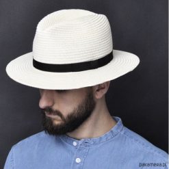 Kapelusz letni męski GUSTAVO. Czarne kapelusze męskie Pakamera, bez wzorów, eleganckie. Za 110,00 zł.