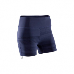 Spodenki YOGA damskie. Niebieskie bermudy damskie DOMYOS, z elastanu. W wyprzedaży za 39,99 zł.