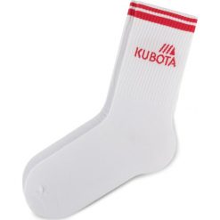 Skarpety Wysokie Damskie KUBOTA - KSS04 Red. Białe skarpetki damskie Kubota, bez wzorów, z bawełny. Za 24,99 zł.