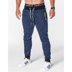 SPODNIE MĘSKIE DRESOWE P638 - GRANATOWE. Niebieskie spodnie męskie Ombre Clothing, s, bez wzorów, z bawełny. Za 55,00 zł.
