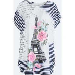 Granatowy T-shirt Emotional Rescue. Niebieskie t-shirty damskie marki Born2be, xl. Za 29,99 zł.