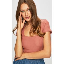 Tally Weijl - Top. Różowe bluzki damskie TALLY WEIJL, s, bez wzorów, z elastanu, z dekoltem karo. W wyprzedaży za 59,90 zł.