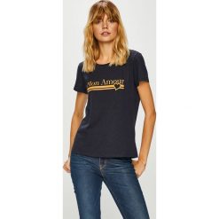 Vero Moda - Top. Szare topy damskie Vero Moda, l, z nadrukiem, z bawełny, z okrągłym kołnierzem. Za 59,90 zł.