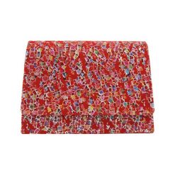 Skórzana kopertówka w kolorze czerwonym - (S)19 x (W)13 x (G)6 cm. Czerwone kopertówki damskie Bosccolo, w paski, ze skóry, bez dodatków. W wyprzedaży za 169,95 zł.