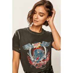 Pinko - T-shirt. Czarne bluzki damskie Pinko, s, z nadrukiem, z bawełny, z okrągłym kołnierzem. Za 499,90 zł.