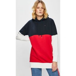 Tommy Hilfiger - Bluza. Szare bluzy damskie TOMMY HILFIGER, s, z nadrukiem, z bawełny, bez rękawów, z kapturem. W wyprzedaży za 479,90 zł.