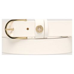 Tommy Hilfiger - Pasek skórzany. Czarne paski damskie TOMMY HILFIGER, w paski, ze skóry. Za 179,90 zł.