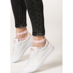 Biało-Różowe Buty Sportowe Hajrah. Białe buty sportowe damskie Born2be, bez wzorów, sportowe. Za 79,99 zł.