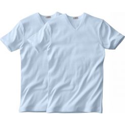 T-shirt EMINENCE z dekoltem w serek z krótkim rękawem (dwupak). Niebieskie podkoszulki męskie marki Eminence, l, w prążki, z bawełny, z krótkim rękawem. Za 180,56 zł.