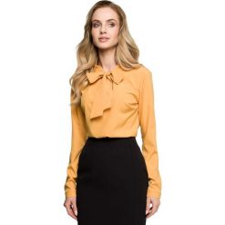 Żółta Elegancka Bluzka z Wiązaniem. Żółte podkoszulki damskie marki Molly.pl, s, bez wzorów, z tkaniny, bez kołnierzyka. Za 95,90 zł.