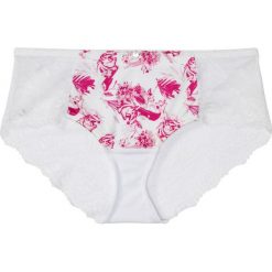 Figi panty bonprix biel wełny w kwiaty. Białe panty damskie bonprix, w koronkowe wzory. Za 34,99 zł.