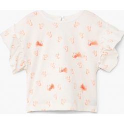 Mango Kids - Top dziecięcy Pepita 80-104 cm. Szare bluzki dziewczęce marki Mango Kids, z bawełny, z okrągłym kołnierzem, z krótkim rękawem. W wyprzedaży za 29,90 zł.