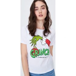 Koszulka Grinch - Biały. Białe koszulki damskie Sinsay, s, bez wzorów, bez kołnierzyka. Za 24,99 zł.