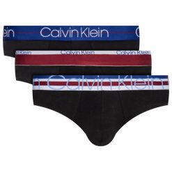 Komplet 3 par slipów Calvin Klein Underwear 000NB1896A. Czarne slipy męskie Calvin Klein Underwear, m, bez wzorów, z elastanu. W wyprzedaży za 159,00 zł.