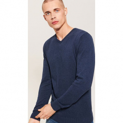 Sweter basic - Granatowy. Niebieskie swetry męskie House, s, bez wzorów, bez kołnierzyka, bez kaptura. Za 69,99 zł.
