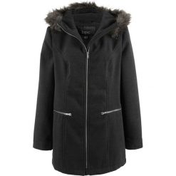 Parki damskie: Parka z materiału w optyce wełny bonprix antracytowy melanż