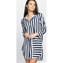 Granatowa Koszula Run To You Sweatheart. Niebieskie bluzki damskie Born2be, s, bez wzorów, z tkaniny, bez kołnierzyka, bez rękawów. Za 119,99 zł.
