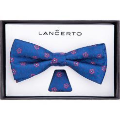 Mucha granatowa w kwiatki. Czerwone muszki męskie marki LANCERTO, w kwiaty, z dzianiny, eleganckie. Za 79,90 zł.