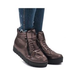Brązowe sneakersy ocieplane BB-1652. Pomarańczowe sneakersy damskie ButyModne. Za 66,00 zł.
