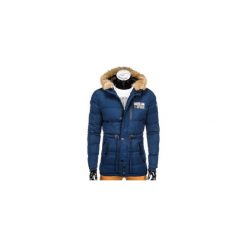 KURTKA MĘSKA ZIMOWA PARKA C308 - GRANATOWA. Niebieskie parki męskie marki Ombre Clothing, na zimę, s, z poliesteru. Za 99,00 zł.