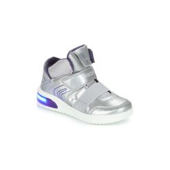 Buty Dziecko Geox J XLED GIRL. Szare trampki dziewczęce Geox, bez wzorów, bez zapięcia. Za 272,30 zł.