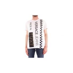 T-shirty z krótkim rękawem Versace Jeans B3GTB74B36590. Białe t-shirty męskie Versace Jeans, s, bez wzorów, z jeansu, bez kołnierzyka, krótkie. Za 455,28 zł.