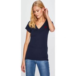 G-Star Raw - Top. Niebieskie bluzki damskie G-Star RAW, s, bez wzorów, z bawełny, retro, bez kołnierzyka, z krótkim rękawem. W wyprzedaży za 99,90 zł.