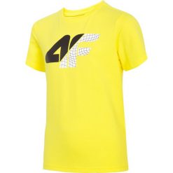 T-shirt chłopięcy (122-164) JTSM234A - żółty. Żółte t-shirty chłopięce marki 4F JUNIOR, z nadrukiem, z materiału, bez rękawów. Za 29,99 zł.