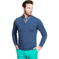 Sweter FABRIZIO SWNR000135. Niebieskie swetry klasyczne męskie marki Giacomo Conti, na zimę, m, z bawełny, eleganckie. Za 149,00 zł.