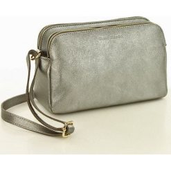 Torebka puzderko crossbody MARCO MAZZINI - srebrny satinato. Szare kopertówki damskie MAZZINI, na co dzień, w paski, ze skóry, bez dodatków. Za 199,00 zł.