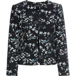 Żakiet boucle bonprix czarny w kwiaty. Czarne żakiety damskie bonprix, z haftami. Za 179,99 zł.