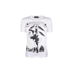 T-shirty z krótkim rękawem Dsquared S74GD0377. Białe t-shirty męskie Dsquared, s, bez wzorów, bez kołnierzyka, krótkie. Za 459,00 zł.