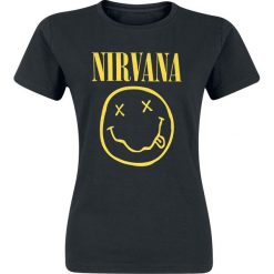 Nirvana Smiley Logo Koszulka damska czarny. Czarne koszulki damskie marki Nirvana, l, bez wzorów, bez kołnierzyka, bez rękawów. Za 74,90 zł.