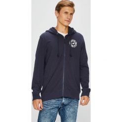 Mustang - Bluza. Niebieskie bluzy męskie Mustang, xl, z nadrukiem, z bawełny, z kapturem, bez rękawów, z kapturem. W wyprzedaży za 99,90 zł.