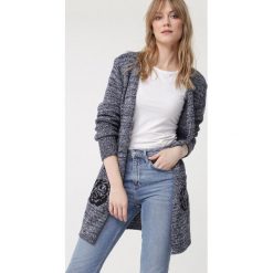 Granatowy Kardigan High Temperature. Niebieskie swetry damskie Born2be, xl, bez wzorów, bez rękawów, bez kaptura. W wyprzedaży za 49,99 zł.