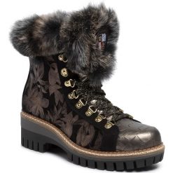 Trapery NEW ITALIA SHOES - 2015453/3 Black/Gunmetal. Czarne trapery damskie New Italia Shoes, ze skóry, bez obcasa, bez zapięcia. W wyprzedaży za 809,00 zł.