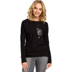KENZIE Bluza ze skórzanym sercem - czarna. Czarne długie bluzy damskie marki Moe, s, z dresówki, z długim rękawem. Za 99,00 zł.
