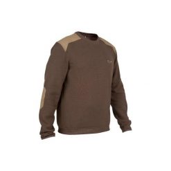 Sweter myśliwski 300. Pomarańczowe swetry męskie SOLOGNAC, m, bez wzorów, z poliesteru, sportowe, bez kołnierzyka, bez kaptura. Za 69,99 zł.