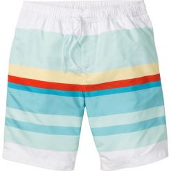 Bermudy plażowe bonprix biały z nadrukiem. Białe spodenki i szorty męskie bonprix, xl, z nadrukiem. Za 54,99 zł.