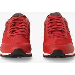 BOSS - Tenisówki męskie z dodatkiem skóry – Parkour, czerwony. Czerwone trampki męskie Boss, bez wzorów, ze skóry, bez zapięcia. Za 745,95 zł.